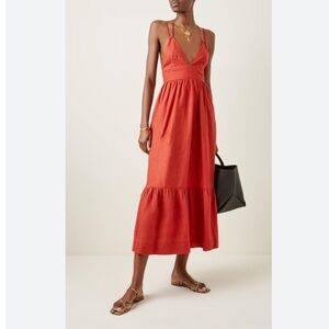 Posse Lotus Tiered Linen Maxi Dress - Orange